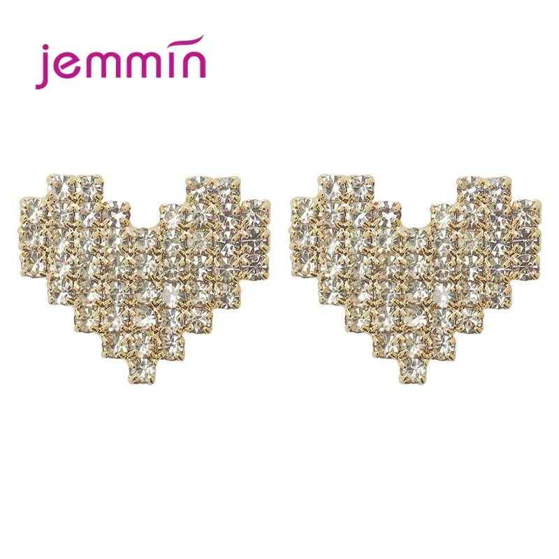 

Sweet Love Heart Earrings for Women Sterling Silver 925 Cubic Zirconia Korean Fashion Jewelry Wedding Ear Studs Jewelry Gifts