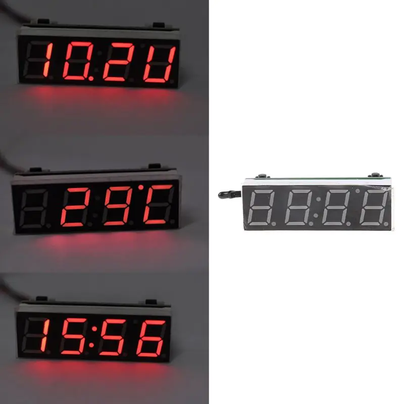 

OOTDTY Digital Car LED Electronic Clock Time Temperature Voltage 3 in 1 Meter 12V 5-20V