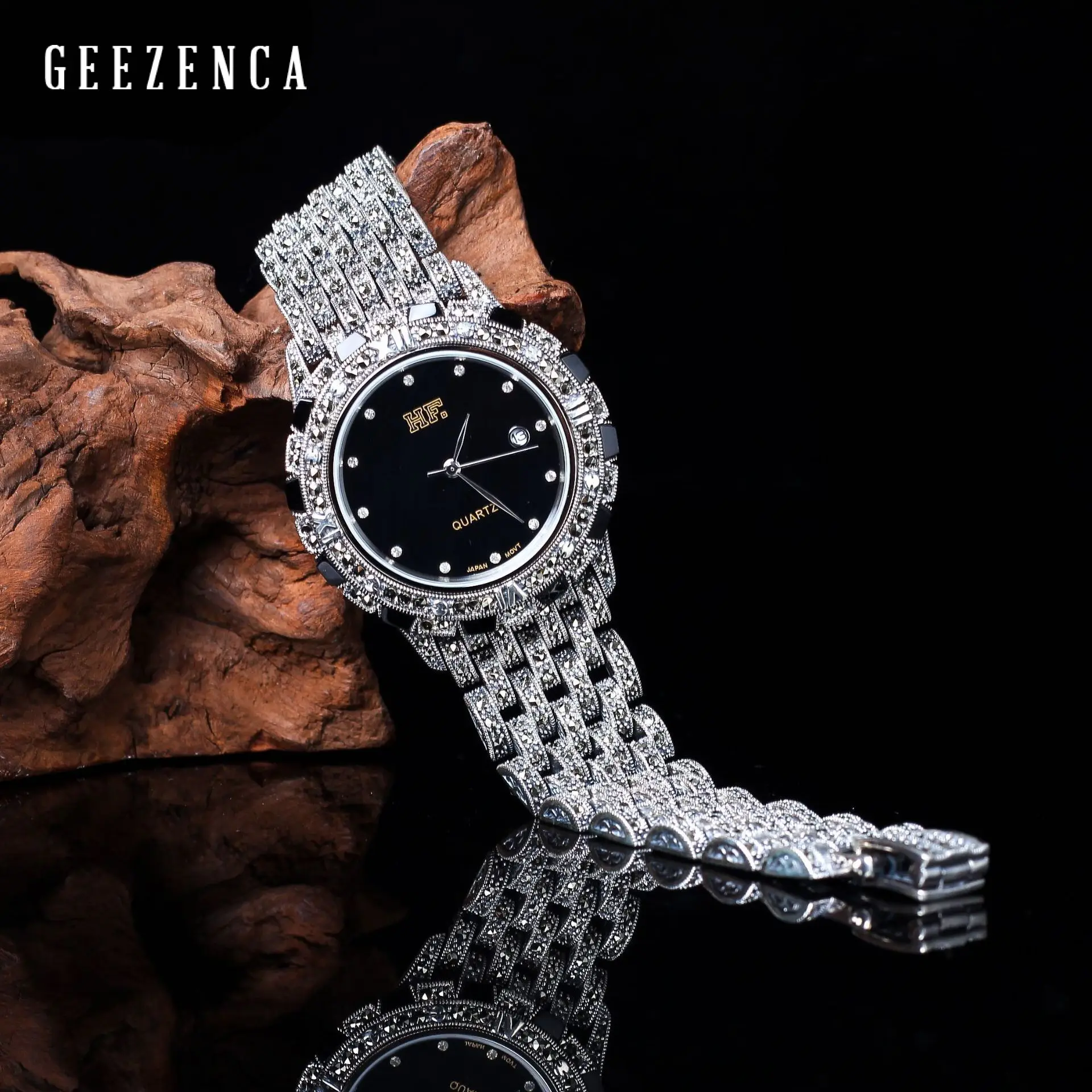 Женские и мужские кварцевые часы браслет из тайского серебра 925 пробы|Гибкие