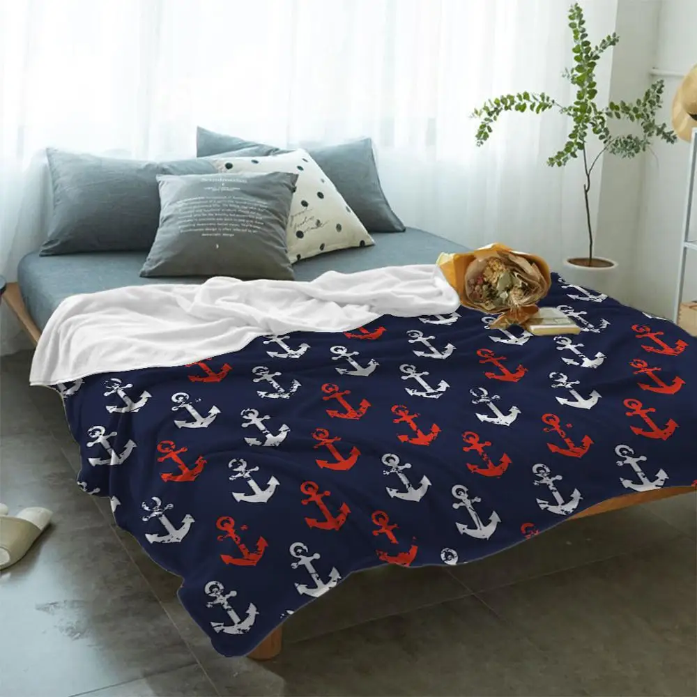 Якорь плед одеяло абстрактная морская тема с гранж дисплеем Изношенные морские