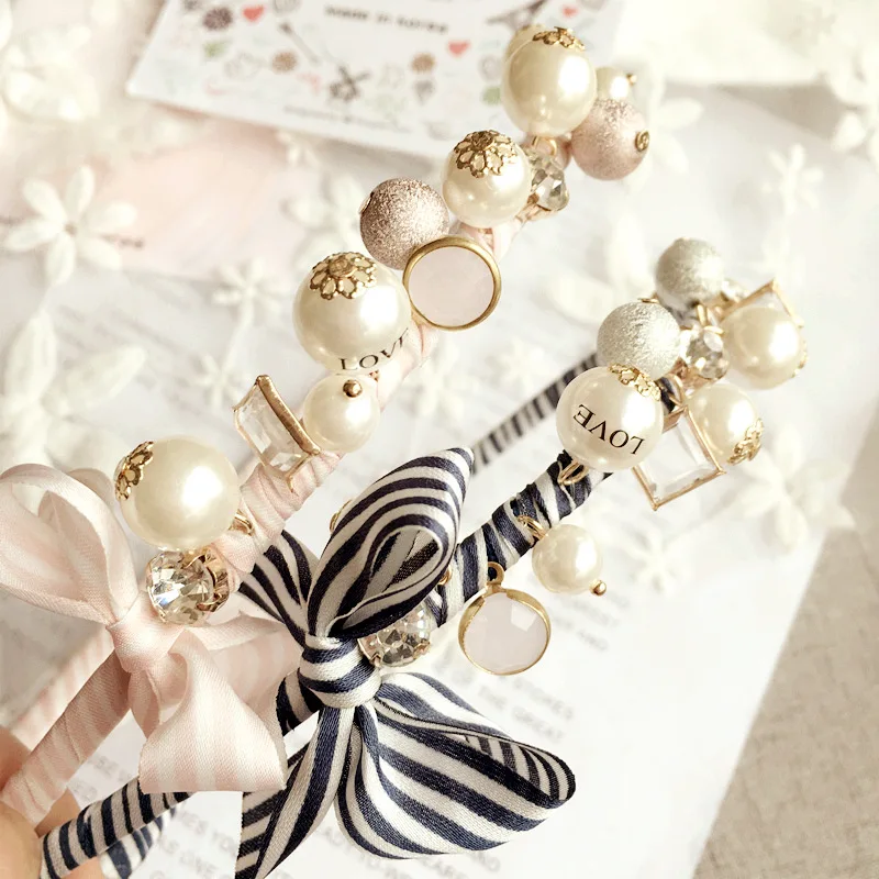

Korea Flowers Hand made Fabric flowers Retro Hair Accessories Diamond Hair Band Hair Bows Flower Crown Headbands For Women 4