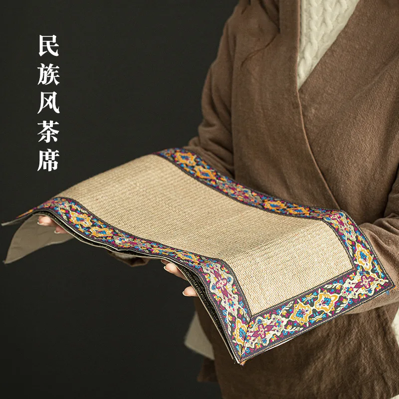 

46.6x24.9cm Chinese style vintage linen tea mat tablecloth table runner Zen style tea mat pad table cloth cover home decor