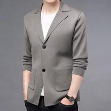 New Cardigan Men Knitwear Blazers Coats Fashion Slim Fit Knitted Mens Jacket Korean Style Turn Down Collar Causal Mens Clothing