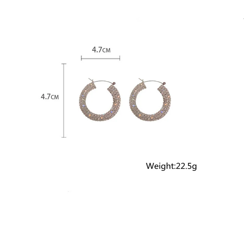 

FYUAN Small Circle Geometric Crystal Hoop Earrings for Women Bijoux Big Rhinestones Earrings Party Statement Jewelry