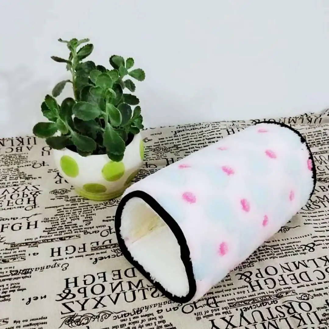 Pink dot S Зимние маленькие клетки туннеля для домашних животных хомяк теплый плюшевый хлопковый гамак белка крыса качели гнездо маленькие аксессуары для животных - Цвет: Pink dot S