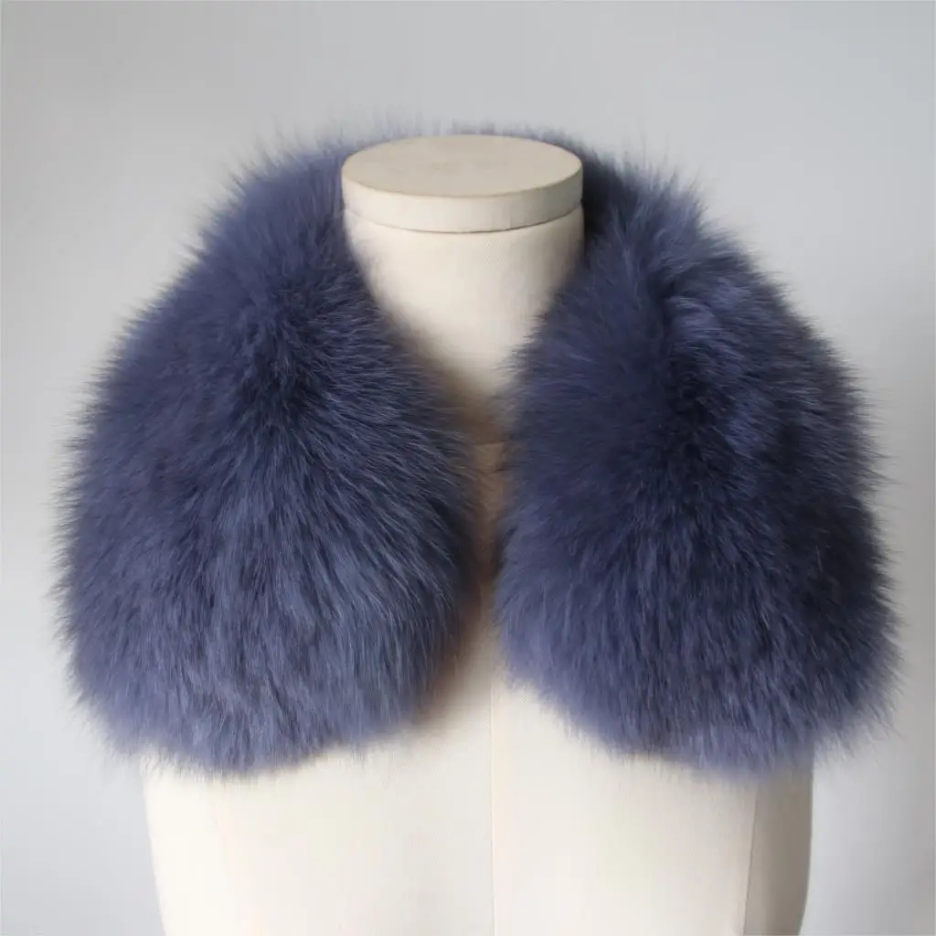 ZDFURS* Женская одежда Аксессуары для воротника модные меховые шарфы из натурального Лисьего меха воротник квадратный ZDC-163007 - Цвет: cowboy blue