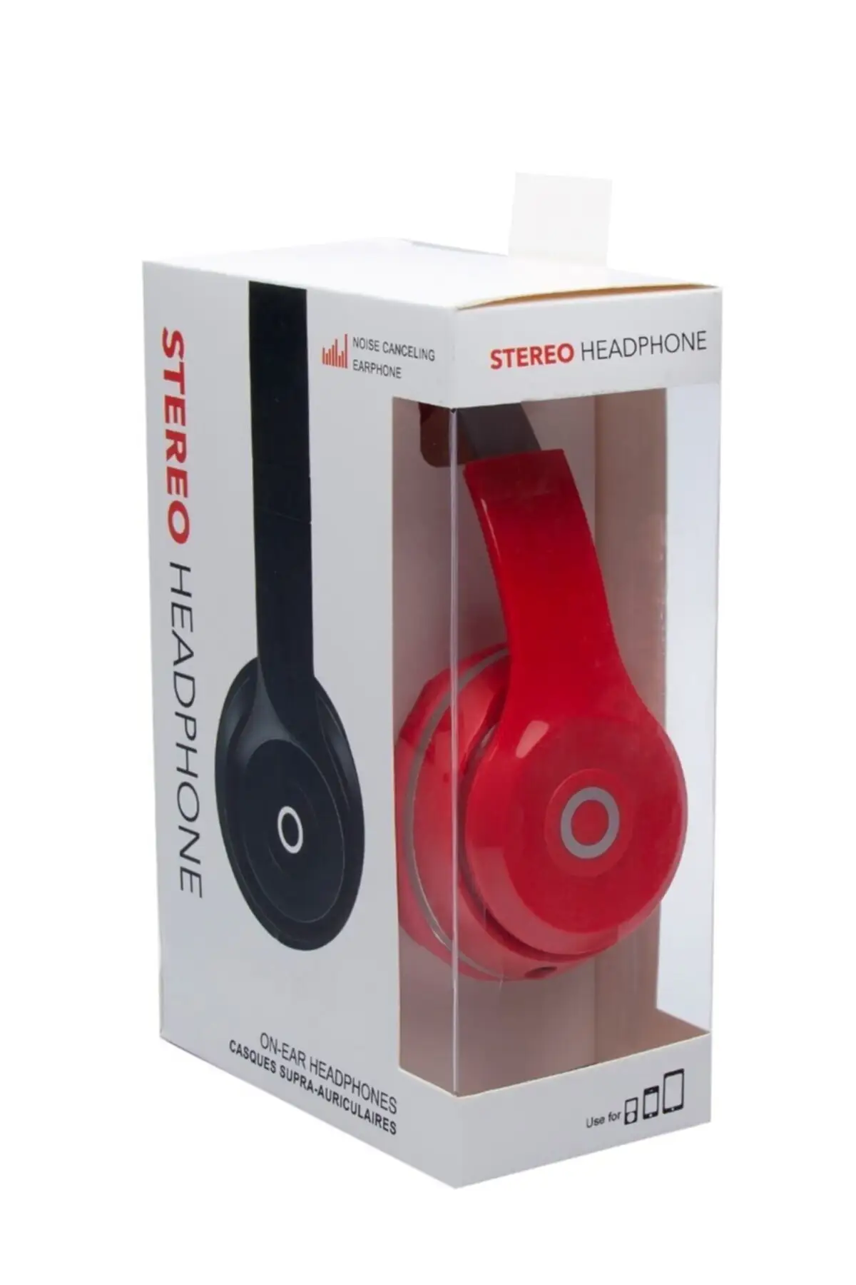

Red Wired With Mic Foldable Ear Headphones