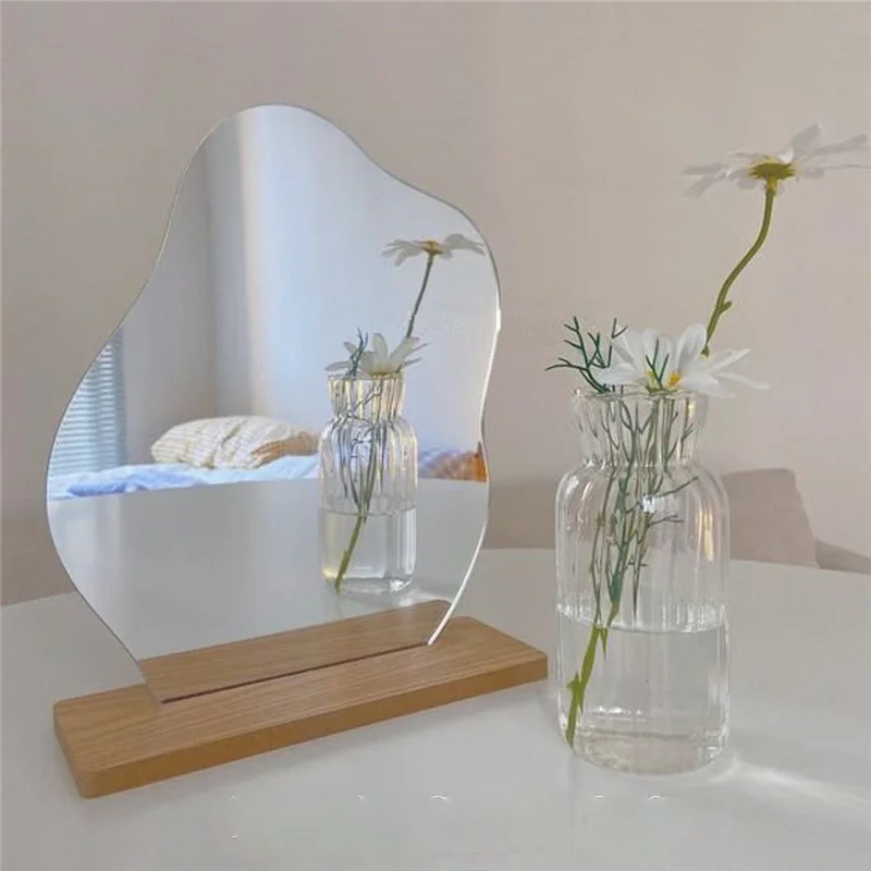 

Modern Aesthetic Mirror Minimalist Nordic Style Creative Mirror Vanity Table Unique Espejos Decorativos Bedroom Decor EI50DM