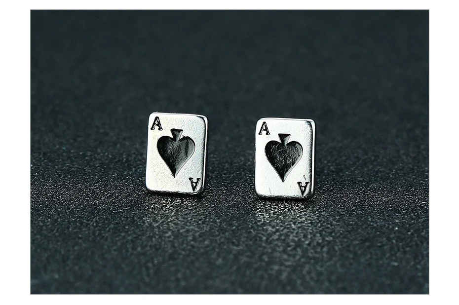 Vnox Lucky Spades A Poker серьги-гвоздики для женщин и мужчин из нержавеющей стали унисекс Brincos