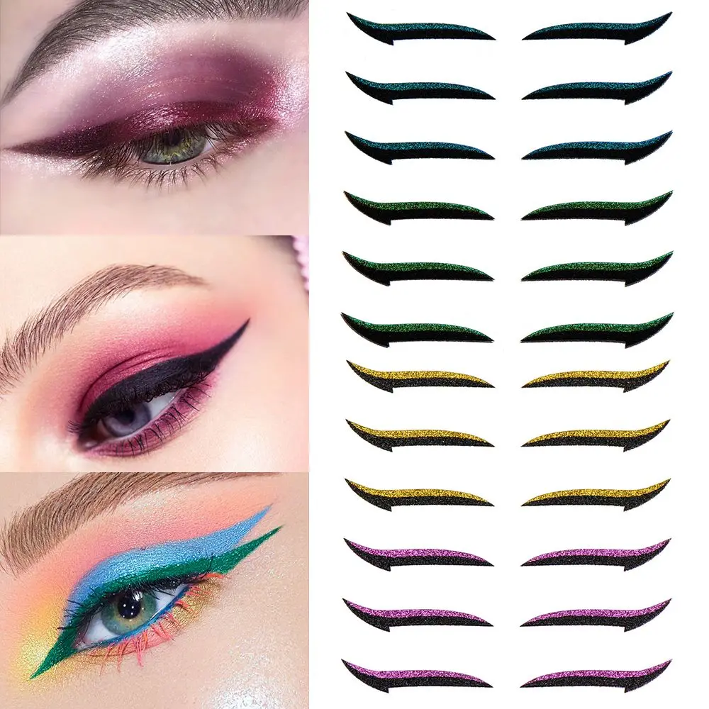 

6Pairs Fashion Cosmetic Tools Glitter Longlasting Self-adhesive Cat Eye Makeup Reusable Eyeliner Stickers Eyelid Strip
