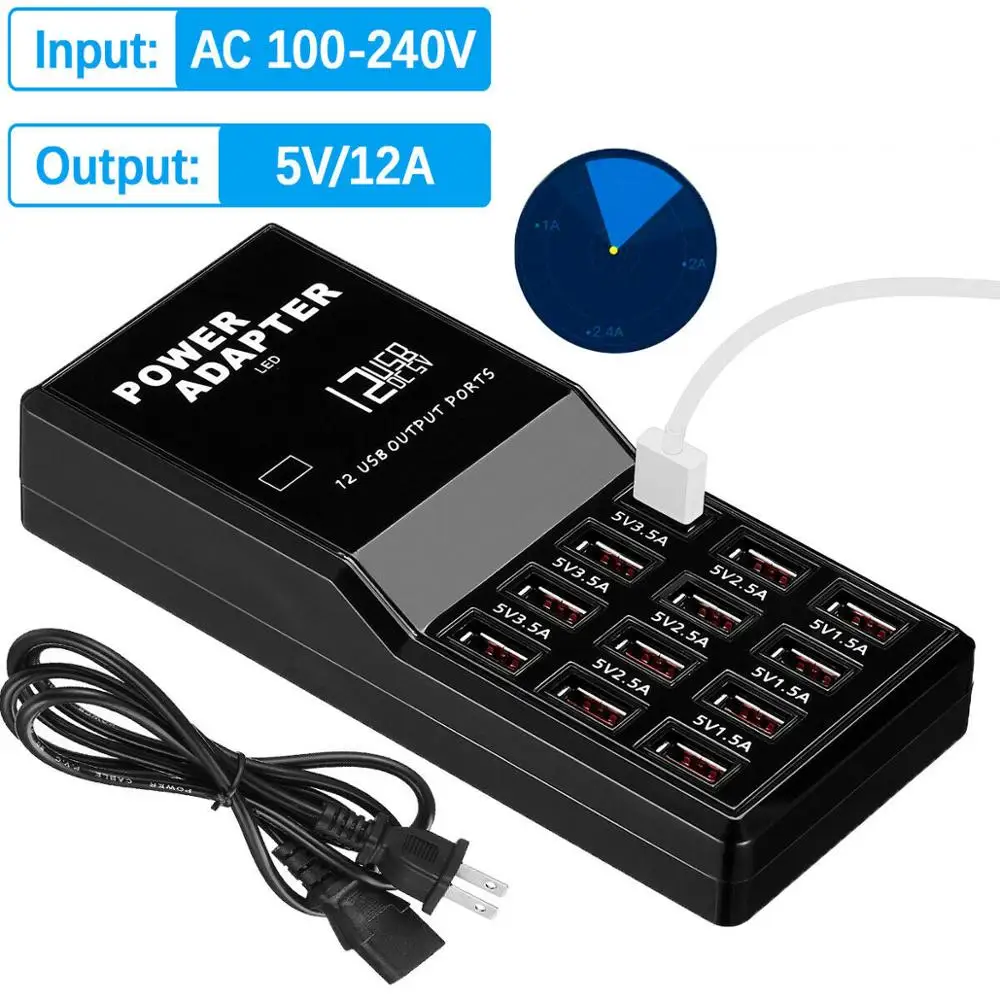 Мульти 12 Порты и разъёмы зарядка через USB станция хаб настольное стены сотового