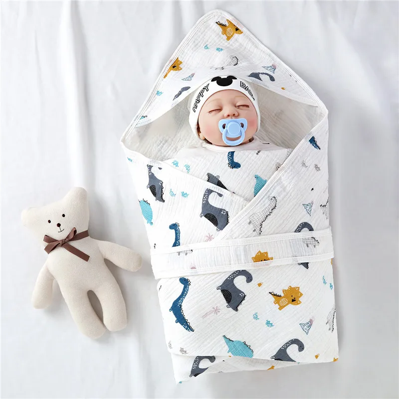 

Baby Swaddle Blankets Cotton Muslin Swaddling Wraps Adjustable Infant Cotton Clothes Newborn Months Girls Boy Ideal Sleeping Bag