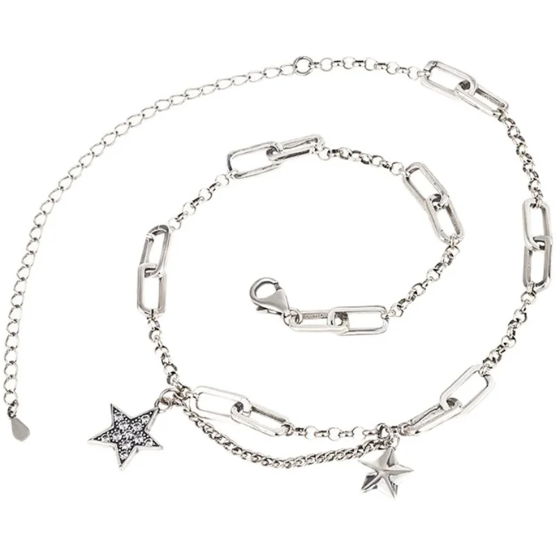 South Korea Fashion Personality Hip Hop Style Star Titanium Steel Necklace Gift Banquet Party WOMEN'S Jewelry 2021 |