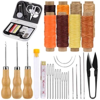 miusie multifunction leather sewing kit with waxed thread and awl hand sewing stitching tool for diy leather sewing working
