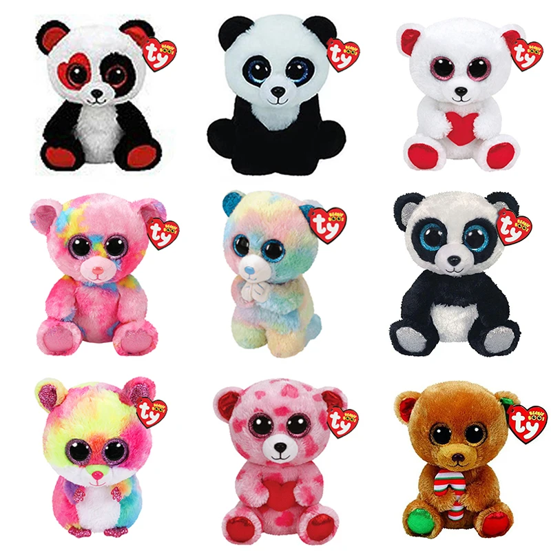 

15 CM Ty Beanie Big Eyes Panda Bear Hamster Series Cute Appease Sleeping Stuffed Doll Plush Baby Toys Boy and Girl Birthday Gift