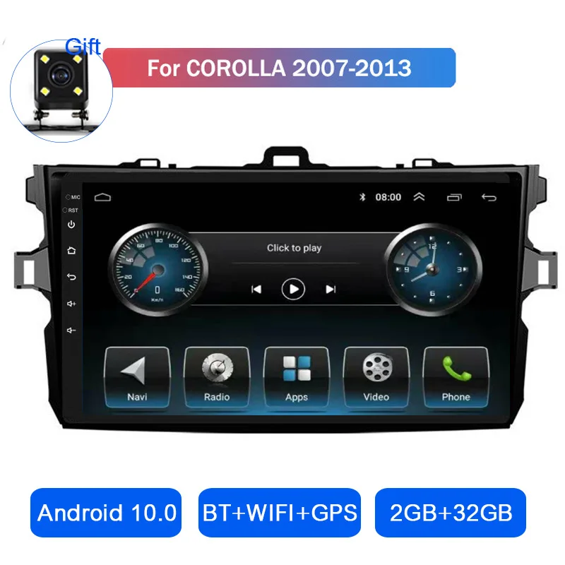 Автомобильный стерео Мультимедийный Плеер на Android 10 головное устройство с Wi Fi для
