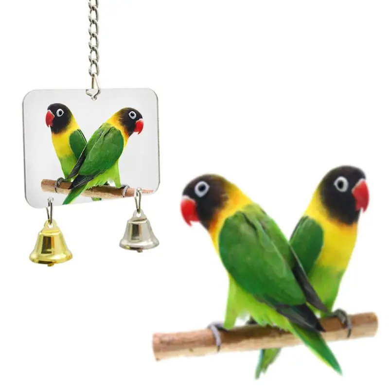 Забавный нетоксичный попугай птица ЗЕРКАЛО милая форма подвесной колокольчик