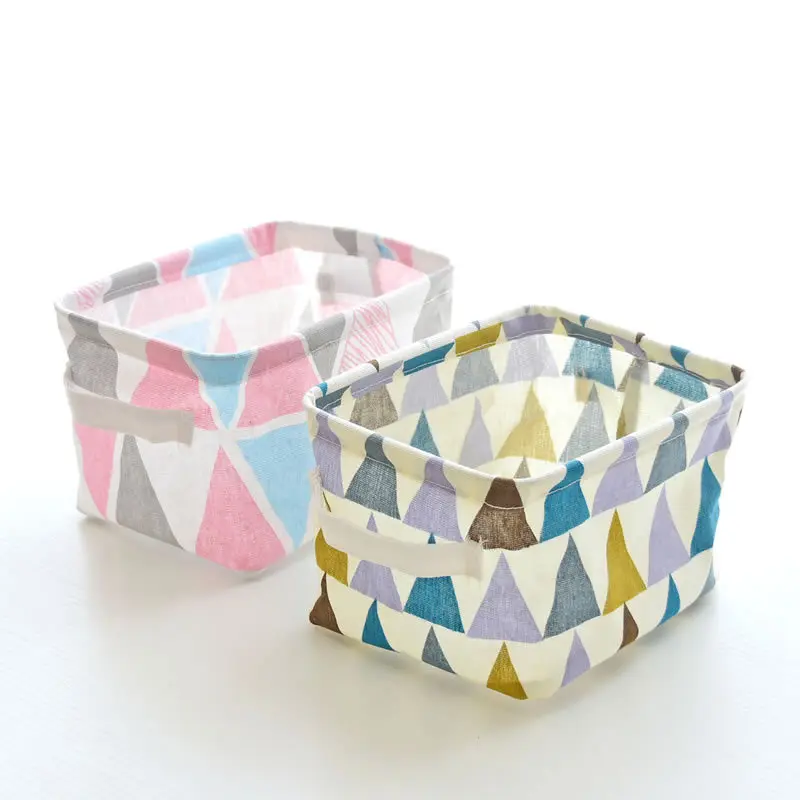 

Mini Desktop Storage kitchen Organizer Baskets Canvas Stationery Toy Cosmetic Jewelry Sundries Organizador Box Cotton and linen