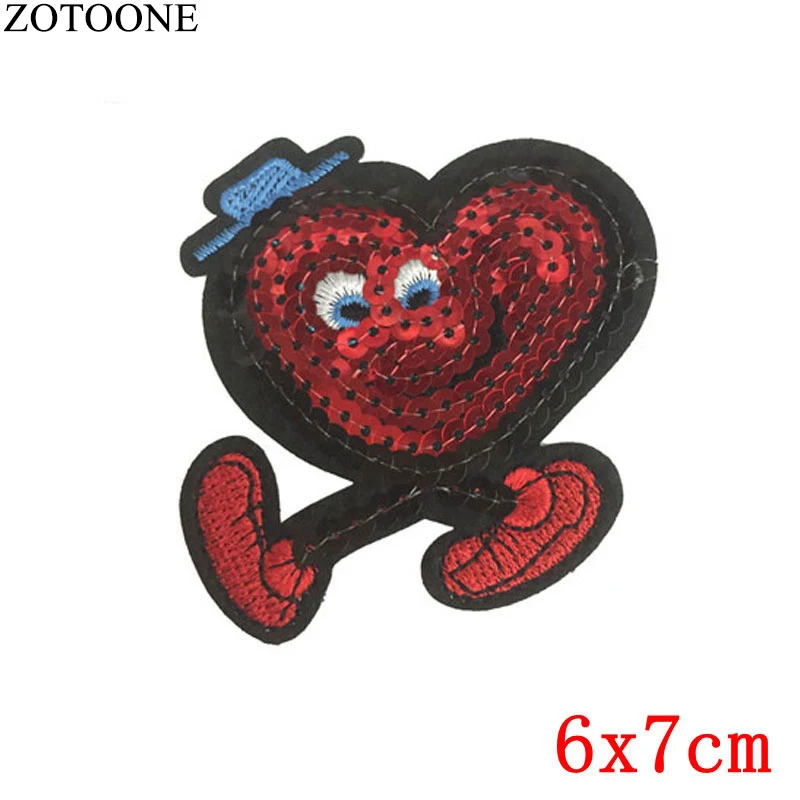 PE0300CT ZOTOONE блестки милое сердце патч для одежды вышивка патчи Аппликации для куртки одежда значки железные наклейки аппликация - Цвет: PE0300CT