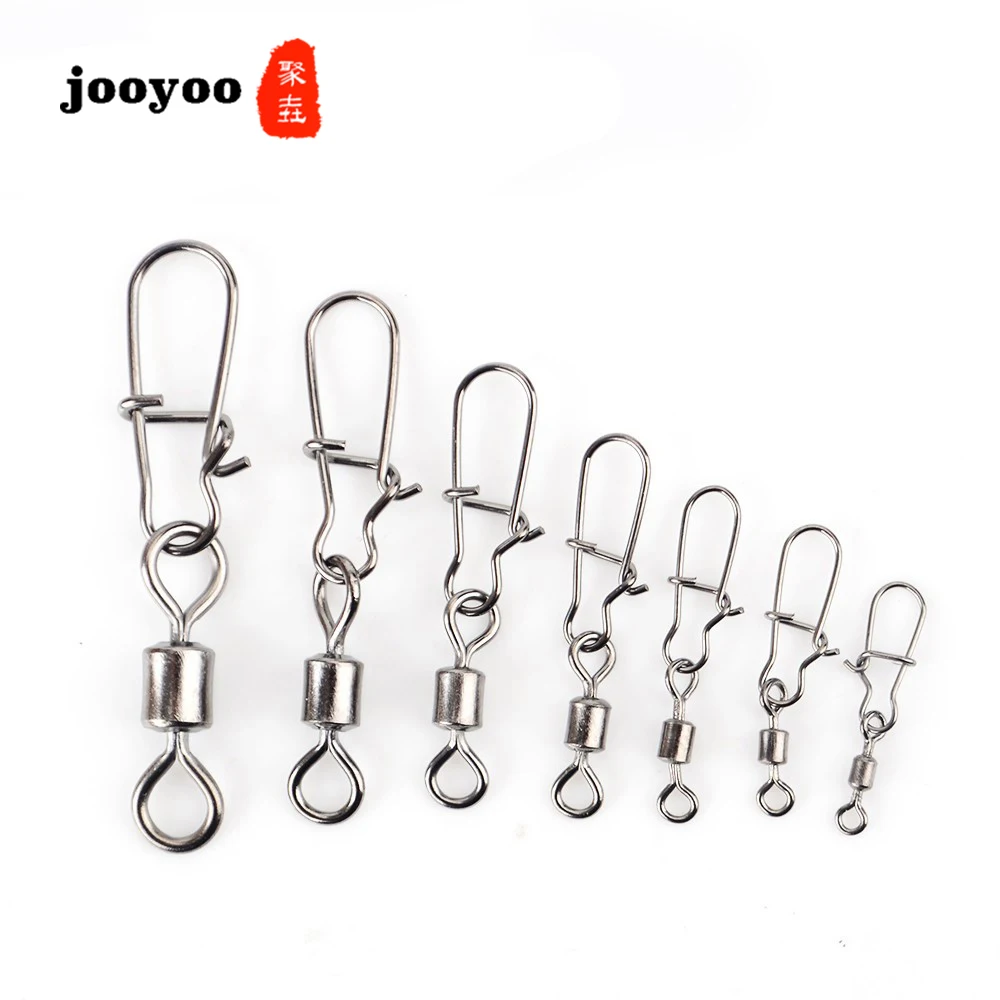 10 шт./лот рыболовные защелки Вертлюги соединитель из нержавеющей стали с