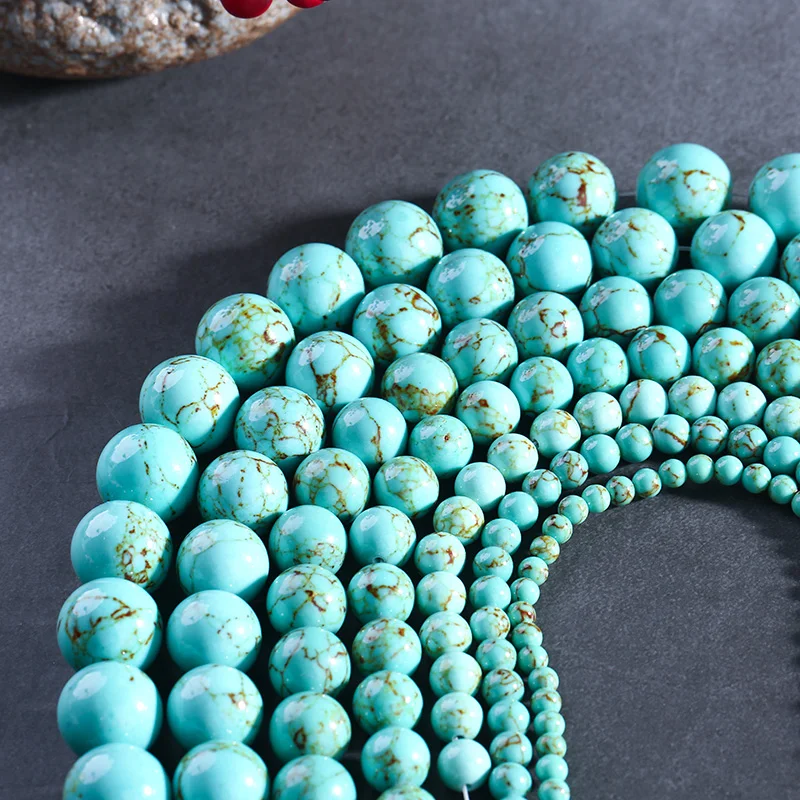

A TOP Natural Turquois e Loose Beads 4/6/8/10/12/14MM Green Turquois e Energy Stone Healing Power Fit DIY Jewelry Making 1809