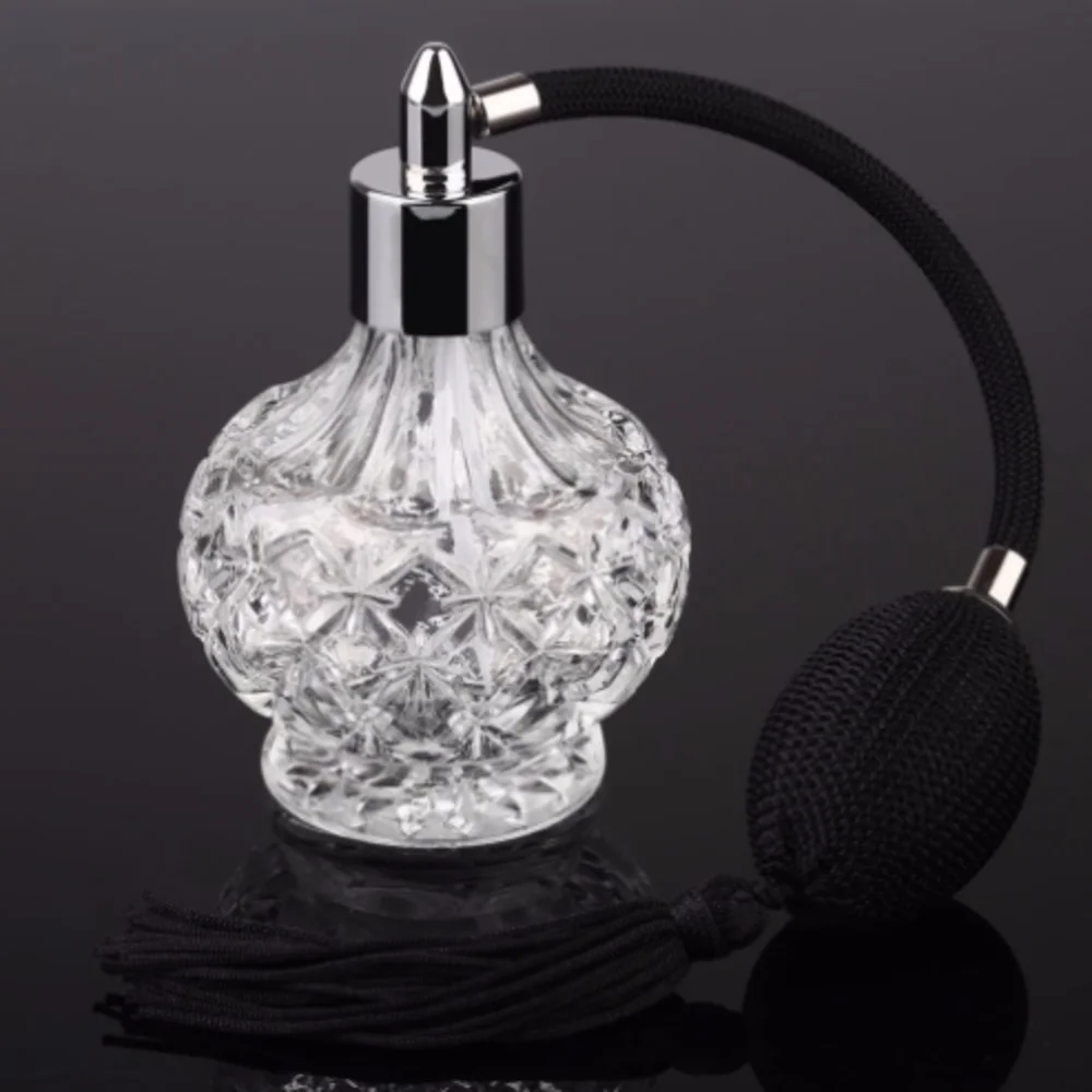 

80ml Vintage Crystal Perfume Atomizer Pump Bottle With Sprayer Containers For Cosmetics Travel Refillable Empty Glass Packaging