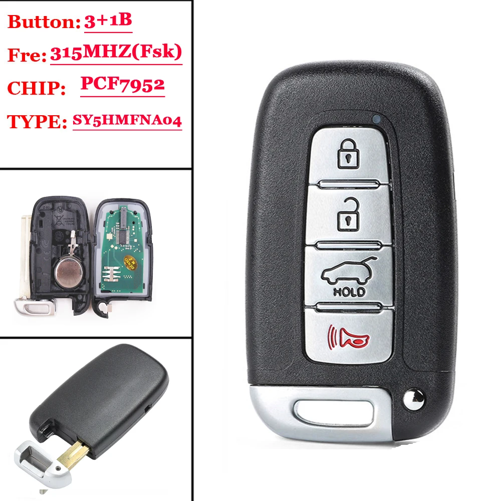 (1 шт.) 4 btns дистанционный смарт-ключ 315 МГц для HYUNDAI Elantra Genesis Veloster Equus Tucson Sonata Azera