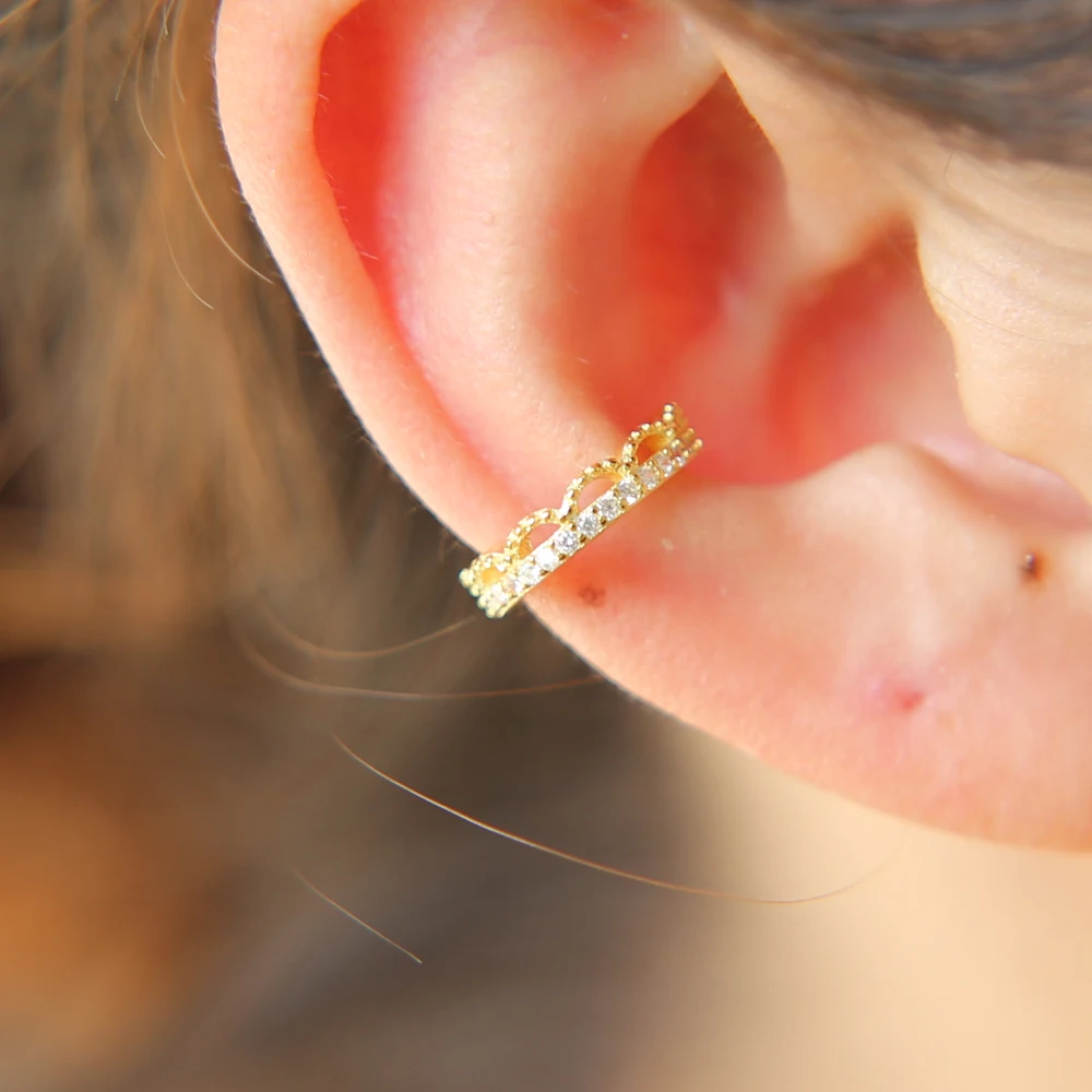 1 шт. золотой цвет проложить чистый фианит 100% Стерлинговое Серебро 925 пробы клипса