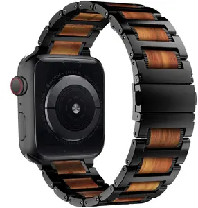 Ремешок деревянный для Apple watch band 44 мм 40 мм 42 мм 38 мм, браслет из красного сандалового дерева и нержавеющей стали для iWatch series 543 se 6