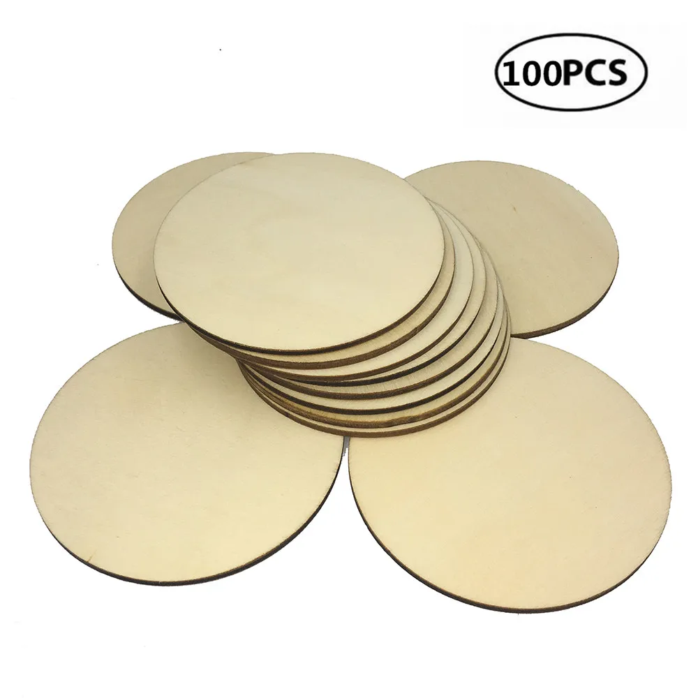 

100pcs 80mm 3.14inch Big Size Unfinished Round Wood Slices Embellishments MDF Wooden Cutout for Cardmaking Art Wedding Decor