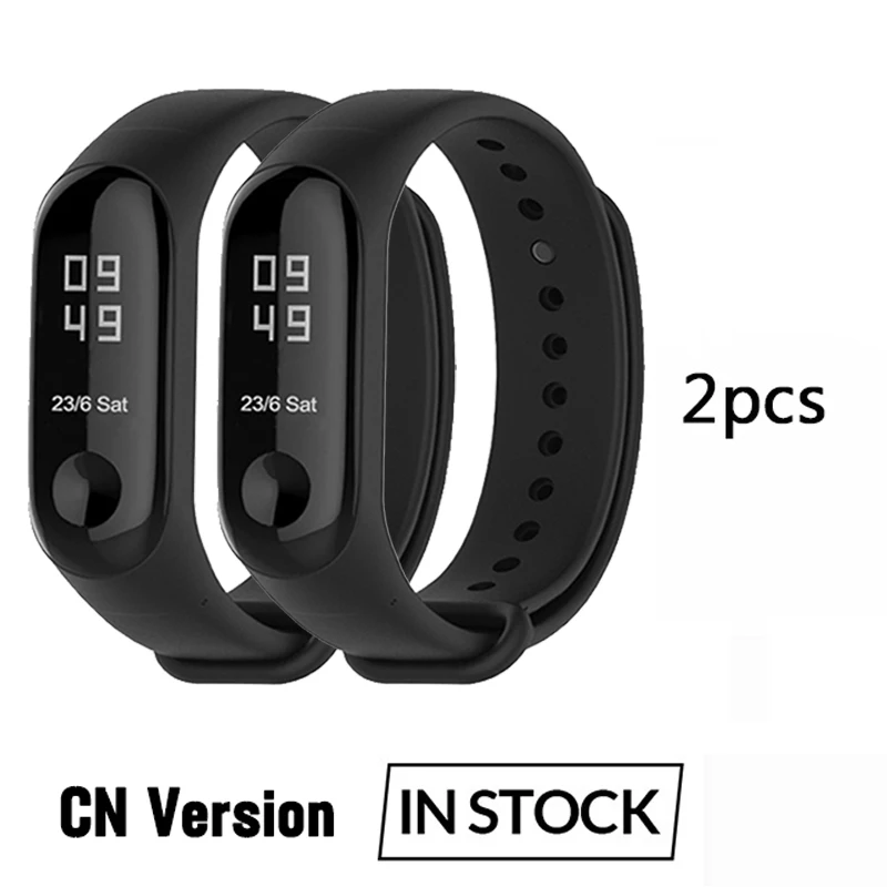 2pcs CN version Xiaomi mi-браслет 3, умный Браслет mi Band 3, спортивный фитнес-трекер, 0,78 дюйма, OLED сенсорный экран, mi 3 - Цвет: 2pcs CN version