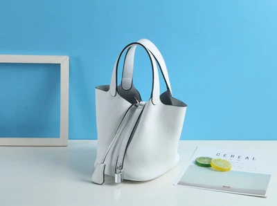 White Unua amo Brand Women Handbags Fashion High Capacity Basket Bag Ladies Luxury Genuine Leather Bucket Totes Hand Bags - Цвет: White
