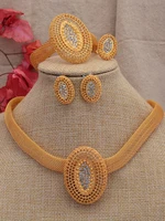 24k dubai jewelry sets gold arabia necklace pendant earring for women indian dubai african wedding zirco jewelry bridal set