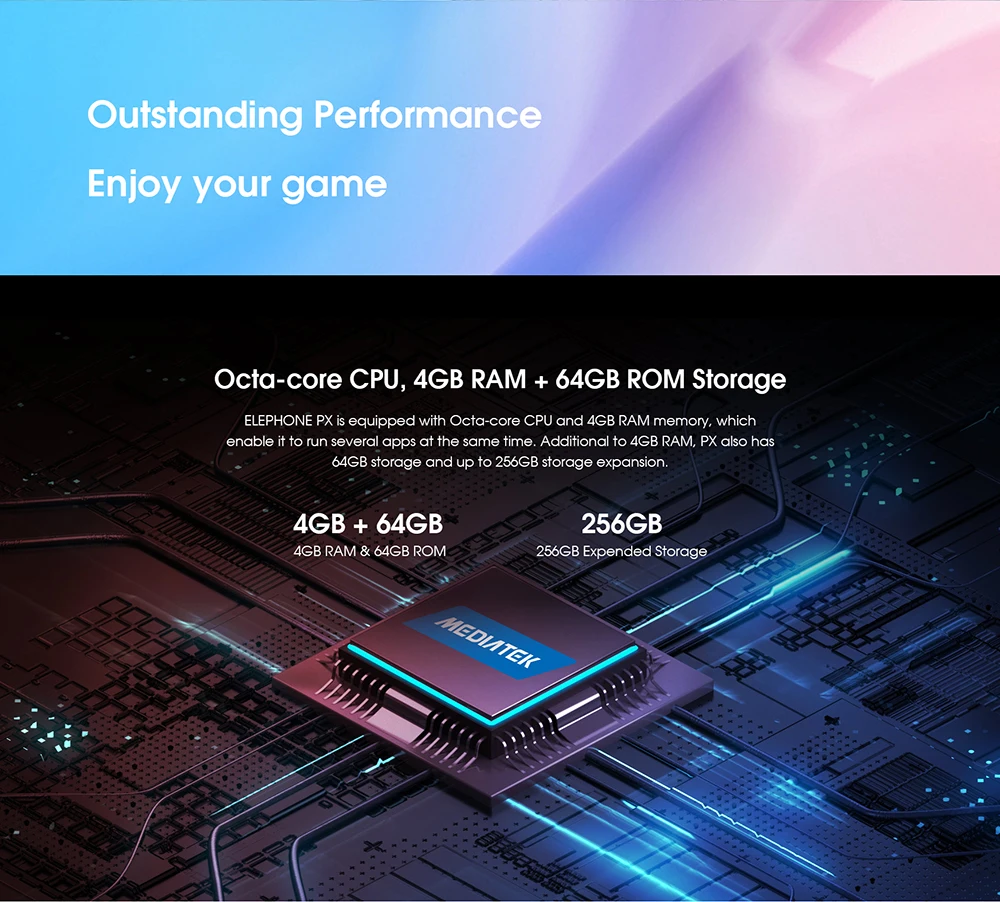 Elephone PX 4G смартфон 6,5 дюймов FHD полноэкранный Восьмиядерный 4 Гб ОЗУ 64 Гб ПЗУ 16 МП всплывающая камера Android 9,0 type C мобильный телефон