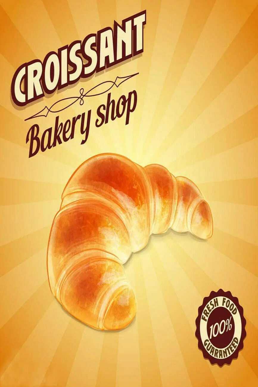 

Vintage Retro Metal Tin Sign Croissant Bakery Home Bar Kitchen Wall Decor Sign 12X8Inch
