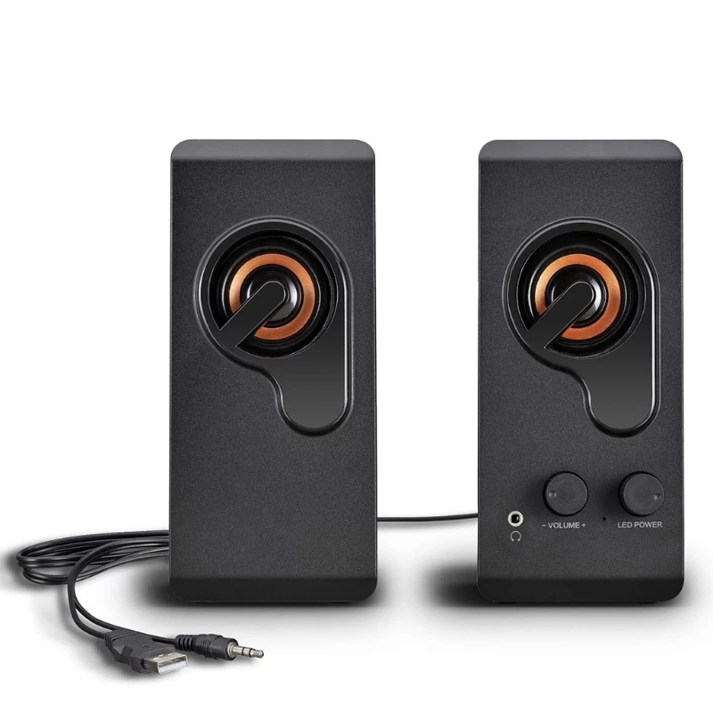 

1 Pair Speakers Dustproof USB Powered Computer Phone Speaker One Knob Volume Control 3.5mm Audio Cable Widely Usage
