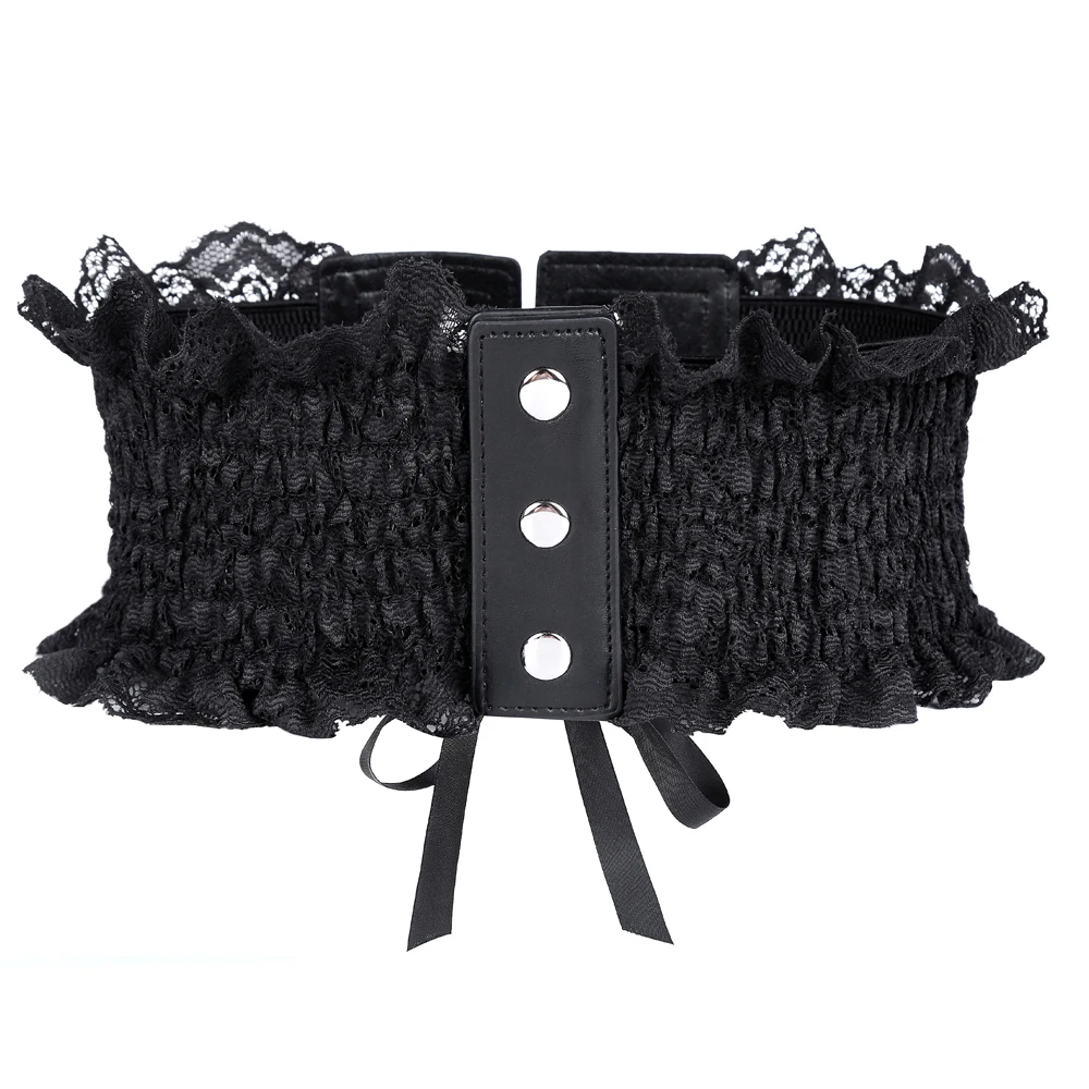 

2021 Women Elegant Lace Belt Retro Elastic Waist Waistband Black Red Coffee White Corsets Autumn New