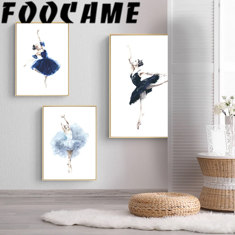 

Girl Ballet Watercolor Painting Nordic Canvas Print Wall Art Abstract Poster Artwork Minimalist Pictures Dance Home Decoration