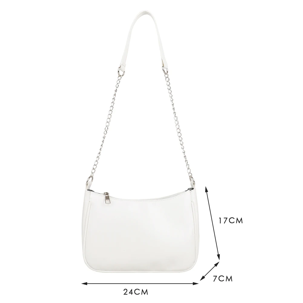 

Designer Baguette Bags for Women 2021 Trend Pure Color PU Chain Shoulder Hobos Bag Small Purses and Handbags Daily Lady Totes