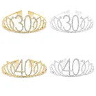 Аксессуары для вечевечерние НКИ в честь Дня Рождения для женщин и девушек 30 40 тиара Корона головная повязка Принцесса Королева дня рождения с кристаллами Стразы