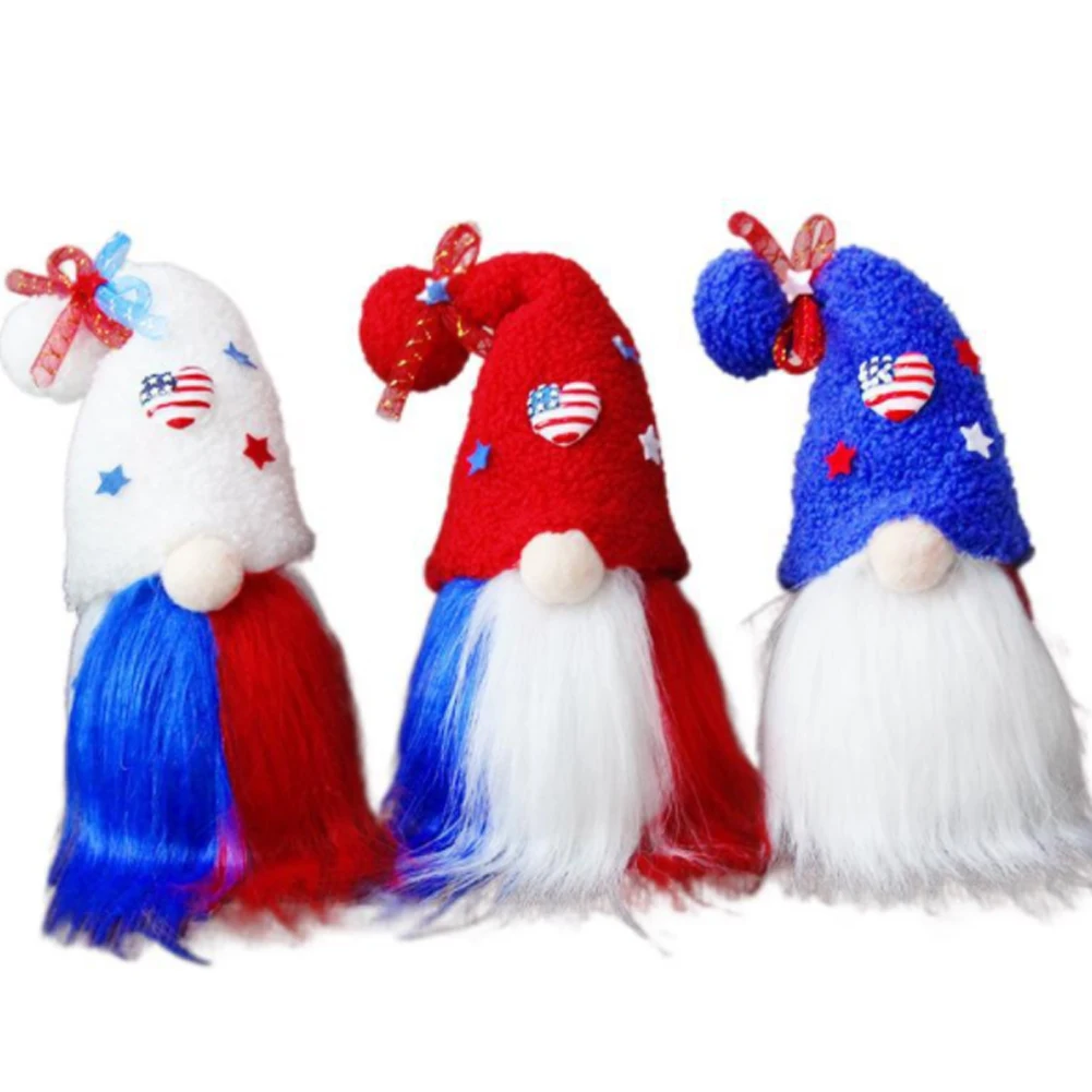 

Patriotic Gnome Handmade American Festival Home Decoration for Memorial Day/Independence Day/4th of July Strips Plush