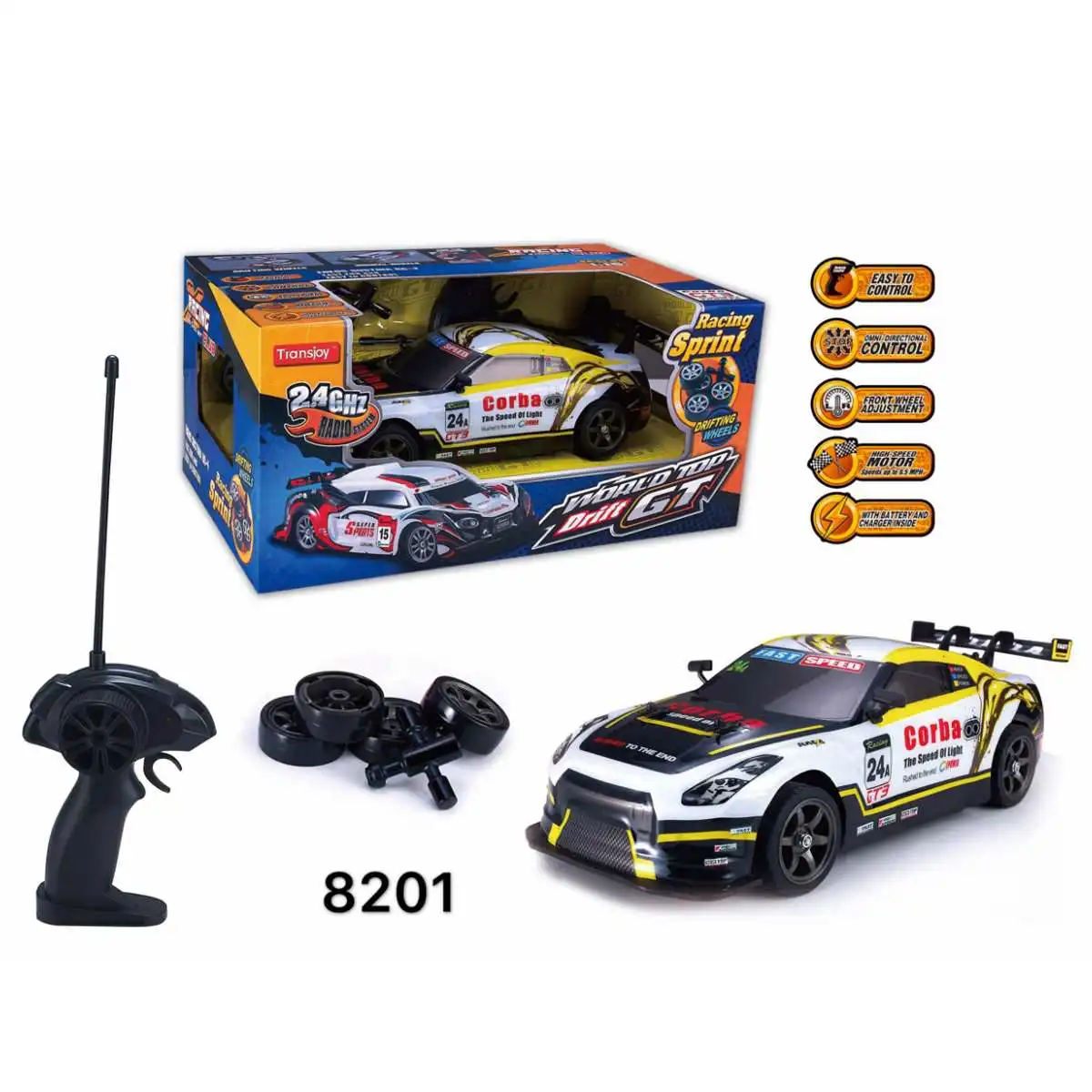 

1:16 2.4G 4WD 60Km/h High Speed RC Car Toy GTR 4CH Brushed Motor Electric Remote Control Racing Car Toy