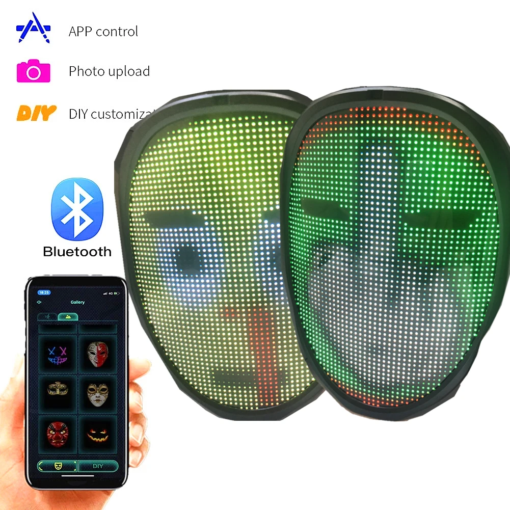 Inductive LED Luminous Facemask App Control Pattern Changeable Lighting Festival Party Costume Props Christmas Decor | Дом и сад