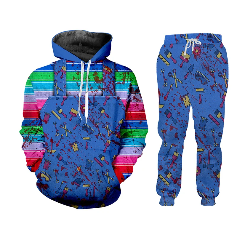 UJWI Summer 2 Piece Set Black Rainbow denim fake two pieces Short Sleeve Print Tank Tops Shorts Mens Sets Gym Sleeveless Hoodie | Мужская
