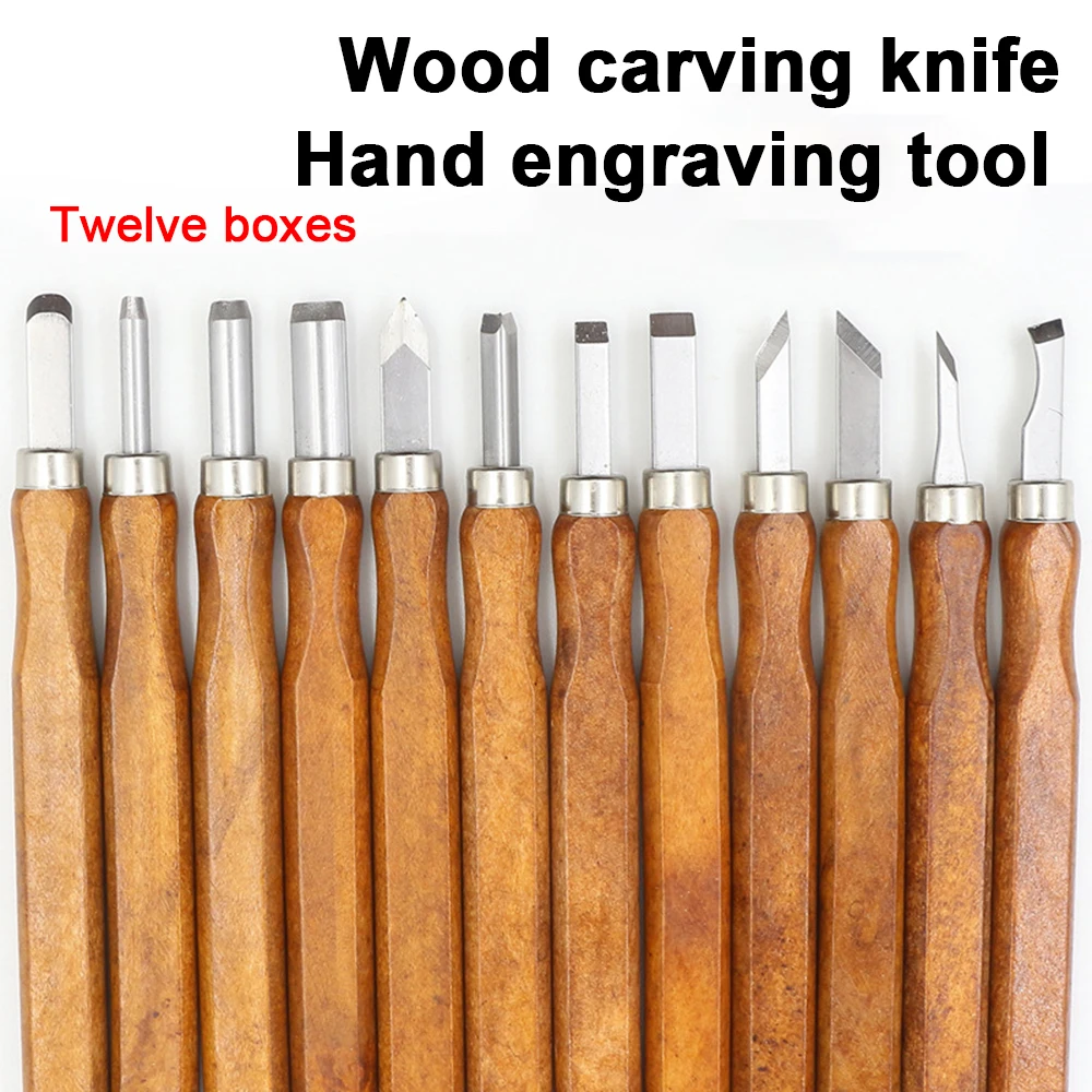 

12pcs Wood Carving Chisels Tools For Wood Carving Woodworking Engraving Olive Carving Knife Handmade Knife Tool Set