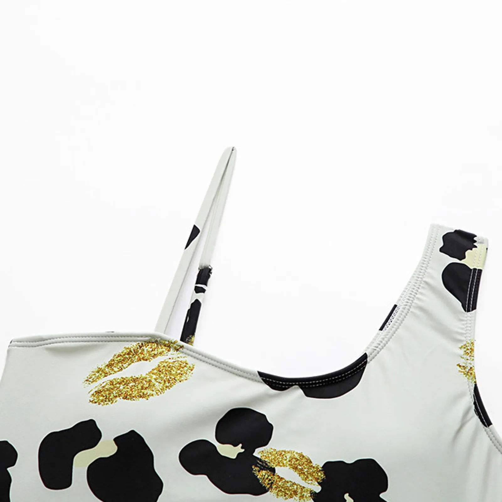 

Women's Fashion Sexy Leopard Print Plus Lip Print One-Piece Swimsuit 2021 swimwear women