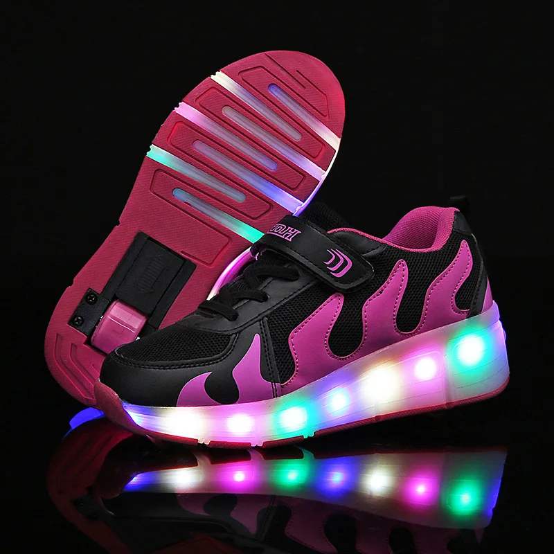 Heelys кроссовки для мальчиков и девочек на роликовых коньках, детская обувь с колесом, Negro Zapatillas Con Ruedas светодиодный, размер 16,8-23 см, серебристый - Цвет: as picture