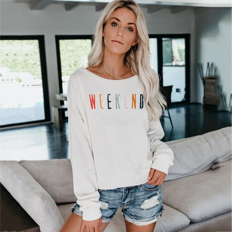 Модная Осенняя Повседневная Свободная блузка с круглым вырезом и длинным