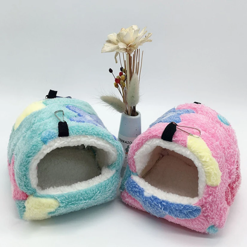 hamster house warm soft beds and houses rodent cage printed hammock for rats cotton guinea pig accessories small animal free global shipping