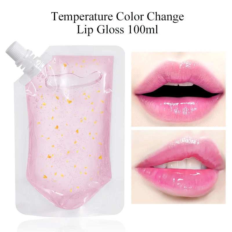 

100ml DIY Gold Foil Moisturizing Lipgloss Base Gel Temperature Color Change Pink Lip Gloss Handmake Lipgloss Base Cosmetics
